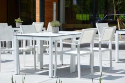 Jan Kurtz Outdoor Tisch Quadrat Hpl-Schichtstoff weiß / natur eloxiert 80x50