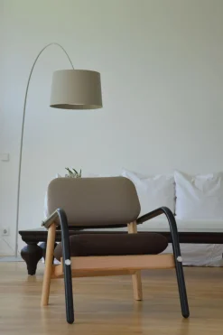 Jan Kurtz Sessel BILLY, Gestell: Esche, Armlehne: Stahlrohr schwarz/braun/beige