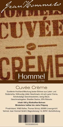 Jean Hommel Kaffee Cuvee Creme 500g