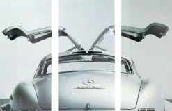 Kare Triptychon Glasbild "Oldtimer Back" (Mercedes 300 SL) - 160x240 cm