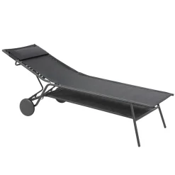 Lafuma Hohe Sonnenliege Miami II Batyline® Duo Grau Obsidian