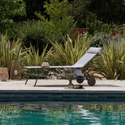 Lafuma Hohe Sonnenliege Miami II Batyline® Duo Grau Obsidian