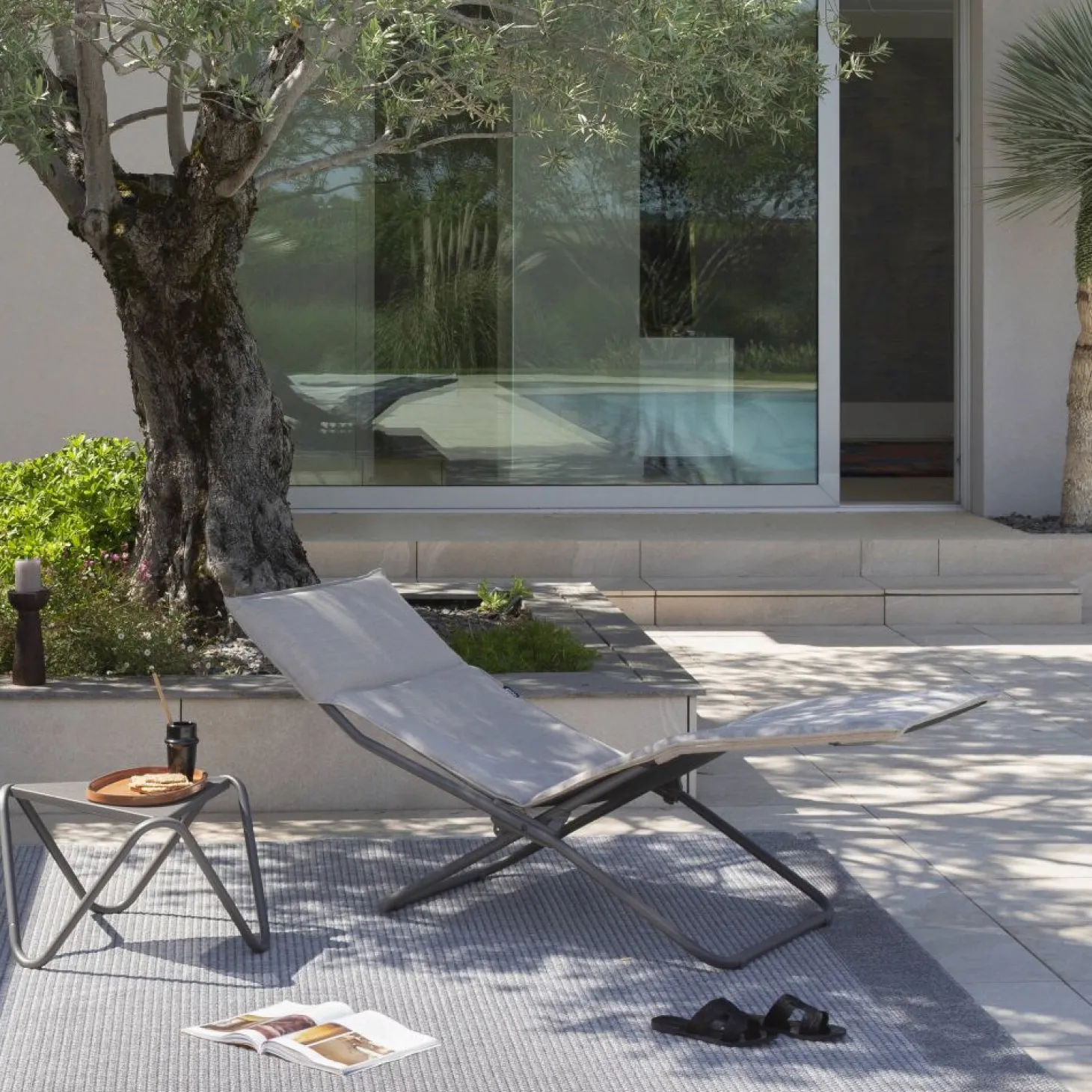 Lafuma Outdoor Lounge-Sessel BAYANNE Latte / Gestell Titane