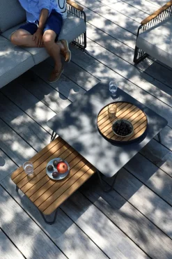 4-M Design RIVA rechteckiger Beistelltisch mit Teakplatte Outdoor