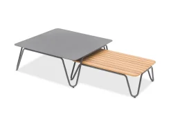 4-M Design RIVA rechteckiger Beistelltisch mit Teakplatte Outdoor