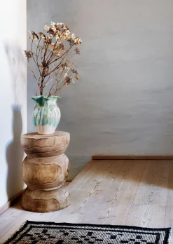 MADAM STOLTZ Steingutvase skulpturales Design - grün/beige