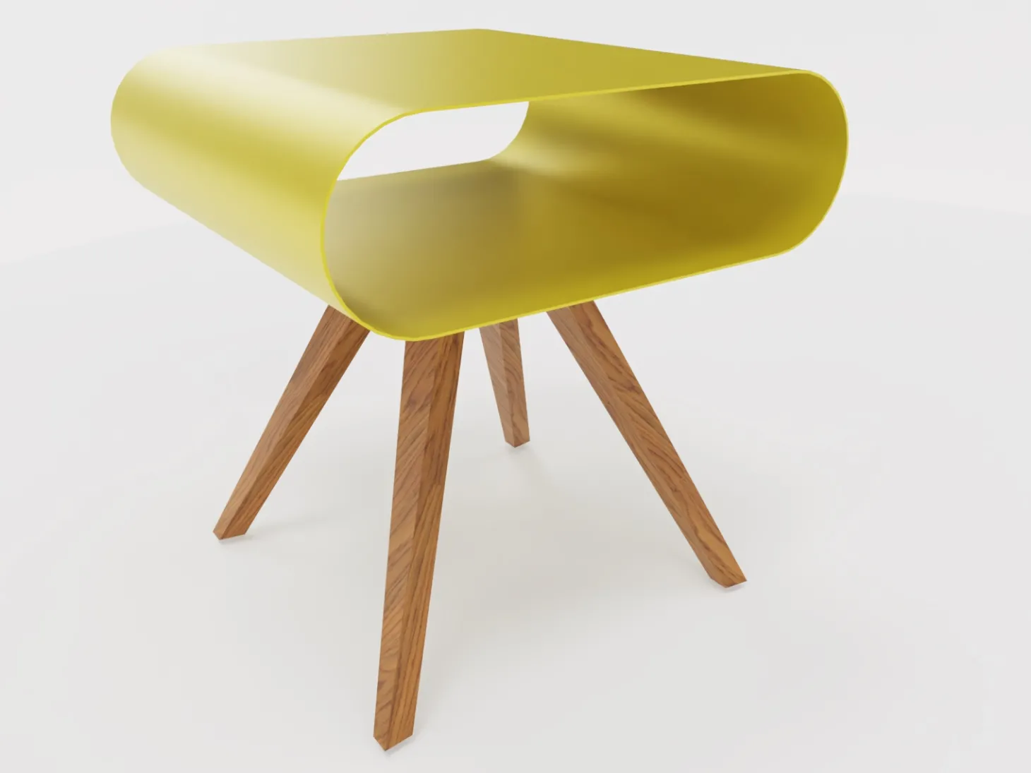 Müller Möbelfabrikation LO 12 Beistelltisch mit Ablage RAL 1012 Zitronengelb Eiche