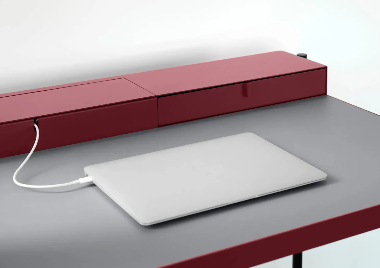 Müller Möbelfabrikation PS 20 Sekretär/Schminktisch Beigegrau (RAL 7006) Linoleum Schwarz