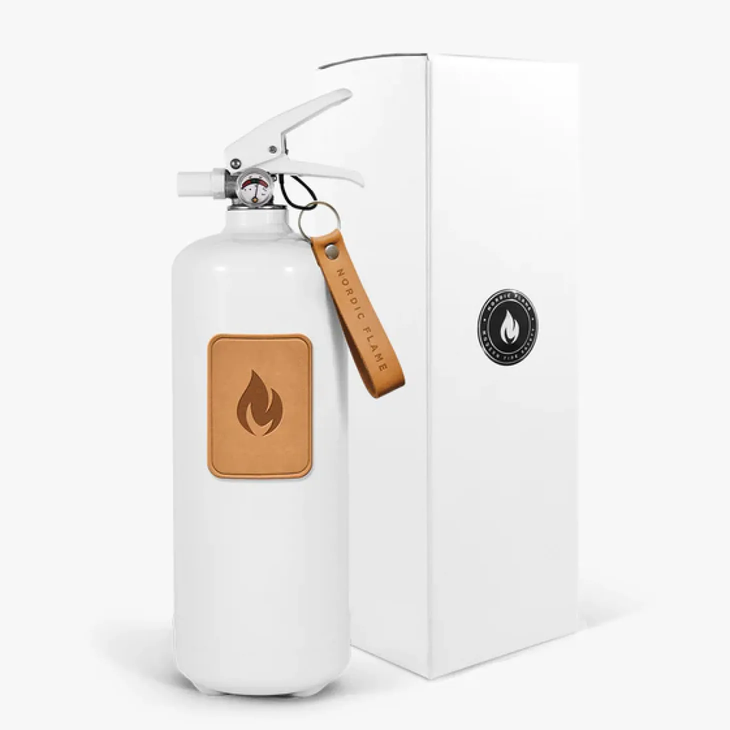 Nordic Flame Feuerlöscher 2 kg - Hellbraunes Leder