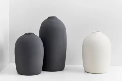 Novoform Raw zylindrische Keramikvase mit kleiner Öffnung 14,5 cm grau