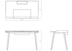 nurus Schreibtisch/Sekretär Renee Platte: Schwarz, Gestell: Schwarz, ohne Öko-Leder
