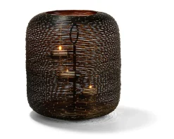 Philippi Botswana Windlicht schwarz/gold Ø 24 cm, Höhe 27 cm