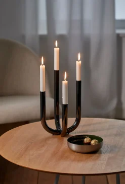 Philippi Festive moderner Stabkerzenhalter schwarz verchromt