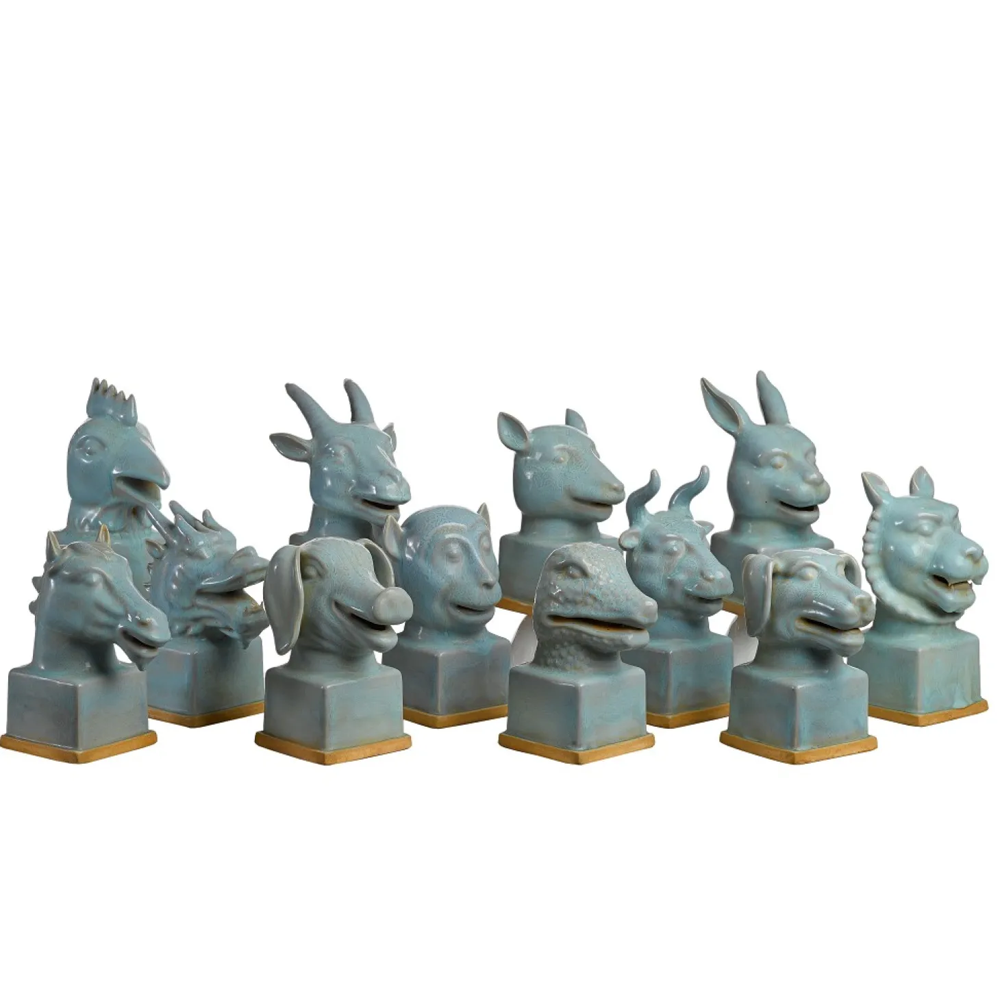 Pols Potten Dekokopf Tier blau H.24 cm Schlange