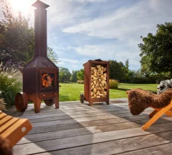 RB73 Ker Holzlager und Wagen aus Cortenstahl