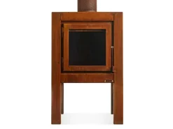 RB73 Quaruba Terrassenkamin Corten-Stahl Ohne Rollen L 1 Seite Glas