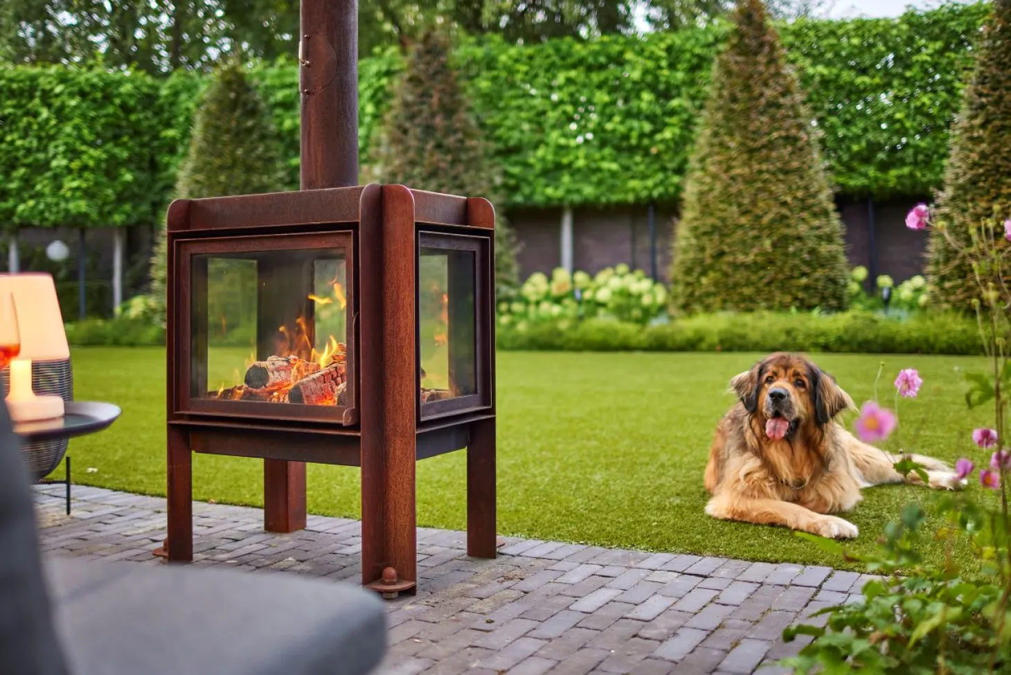 RB73 Terrassenkamin Fennek Fuchs 80 mit 4 Seiten Glas