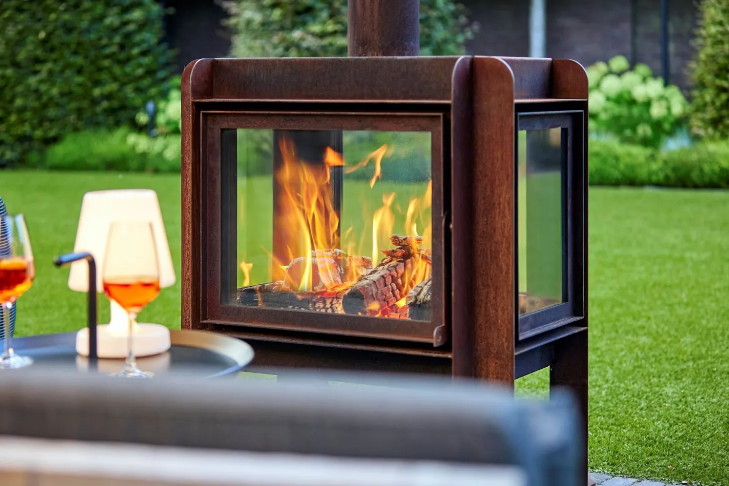 RB73 Terrassenkamin Fennek Fuchs 80 mit 4 Seiten Glas