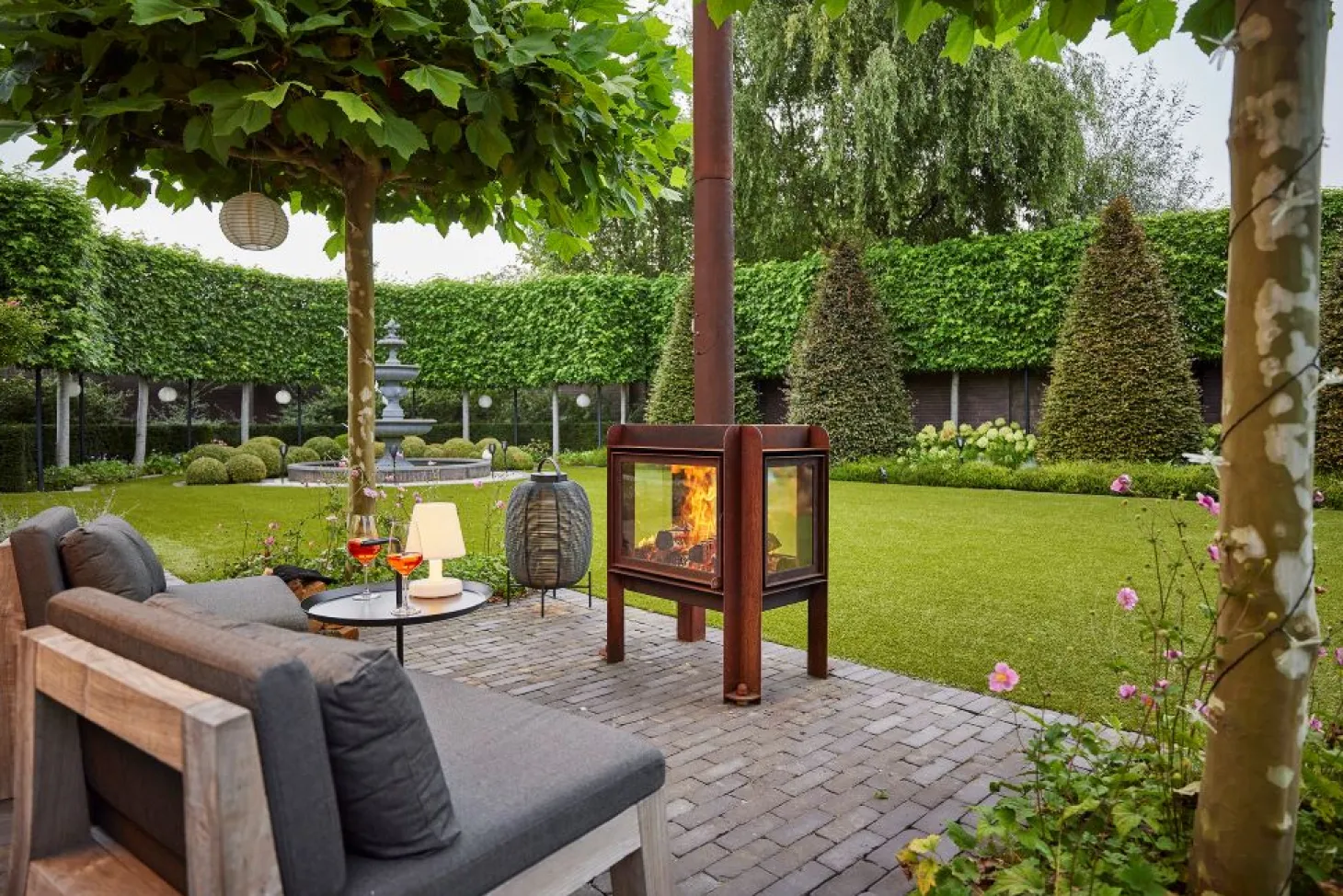 RB73 Terrassenkamin Fennek Fuchs 80 mit 4 Seiten Glas