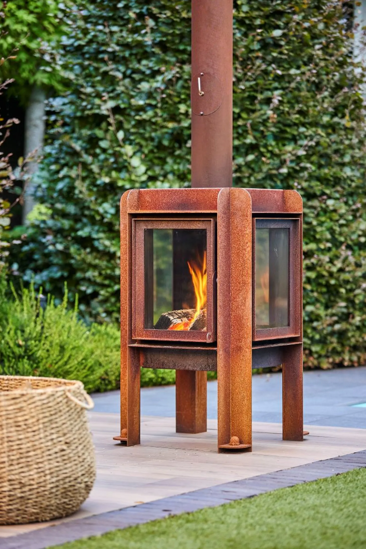 RB73 Terrassenkamin Fennek Fuchs 50 mit 4 Seiten Glas