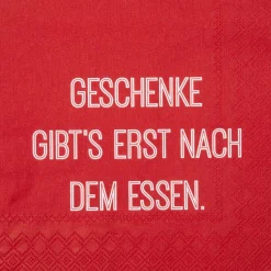 Räder Serviette - Geschenke gibts erst nach dem Essen 33 x 33 cm