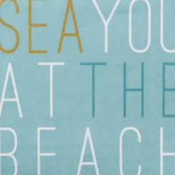 Räder Türkisblaue Cocktailserviette "Sea you at the beach"