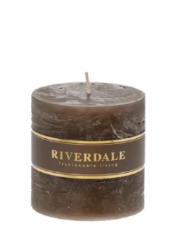 Riverdale Duftkerze ohne Duft mokka 9x9 cm glatt