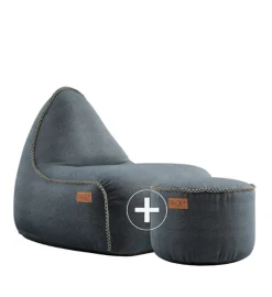 SACKit RETROit Canvas Sitzsack Sparset – Loungsessel und Hocker (Indoor) petrol