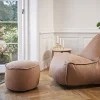 SACKit RETROit Dunes Sitzsack Sparset – Sessel mit Hocker aus Naturleder Camel