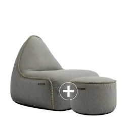 SACKit RETROIt Medley exklusives Indoor Sitzsack Set – Sitzsack + Hocker zum Sparpreis grau