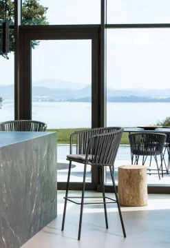 vermobil In- und Outdoor Barstuhl Daisy Rope - modernes Design dunkelgrau