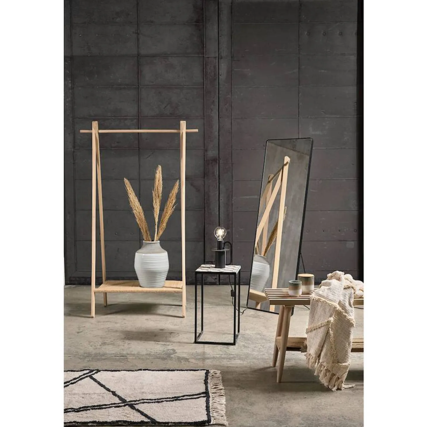 Villa Collection Bank white washed 90*30*45 cm Eiche