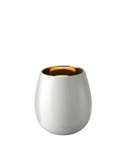 Villeroy & Boch MUMBAI Akkuleuchte aus Keramik mit Goldakzent weiß