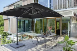 Weishäupl Freiarmschirm Acryltuch 300 x 300 cm mit Kurbelmechanismus Graphit/Schwarz