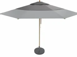 Weishäupl Großer Schirm Klassiker Ø 350 cm Breeze Schwarz/Anthrazit/Grau mit Flaschenzug, Ohne Knickmechanismus