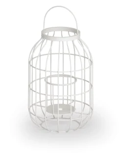 Weishäupl Laterne aus Aluminium mit Glaseinsatz Weiß 43x77 cm