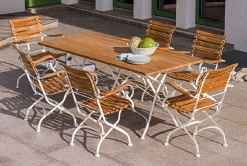 Weishäupl Outdoor Tisch Classic 140x80 cm Teak weiß