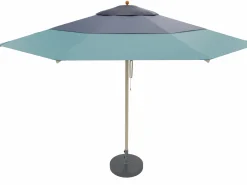 Weishäupl Schirm Klassiker Breeze Ø350 cm Marine/Taubenblau/Wasserblau mit Flaschenzug, Ohne Knickmechanismus