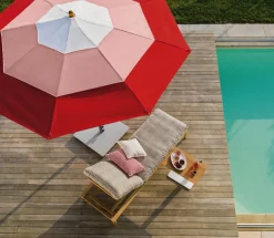 Weishäupl Sonnenschirm Klassiker Ø 350 cm Acryltuch weiß/rosa/kirschrot mit Flaschenzug und Knickmechanismus