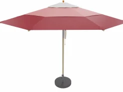 Weishäupl Sonnenschirm Klassiker Ø 350 cm Acryltuch weiß/rosa/kirschrot mit Flaschenzug und Knickmechanismus