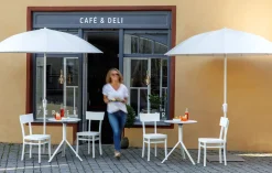 Weishäupl Trio Outdoor Bistrotisch rund Weiß HPL Weiß ∅70 cm