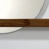 weld & co Wandspiegel mit Nussbaumholzablage 100 × 7,5 × 4 cm, Spiegel Ø 50 cm rechts