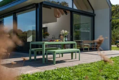 Weltevree Bended bench / Outdoor Bank ohne Rückenlehne grau/blau