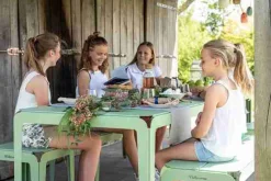 Weltevree Bended Table / Outdoor Esstisch 90 x 90 grau/blau