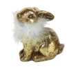 Werner Voß Hase mit Federboa, gold, Ohren angelegt T 12/ B 9 / H 12,5 cm