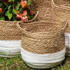 Werner Voß Korb Valencia, braun-weiß Seegras Ø 22, h 21