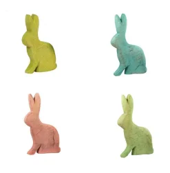 WMG Bunte Hasenfigur aus Pappelholz - sägerauh gelb 35 cm