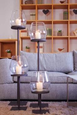 WMG Eisen Windlicht Laurentius 50 cm + Gratiszugabe Kerze Türkis