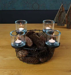 WMG Eisen-Schalenleuchter Milla 4 flammig