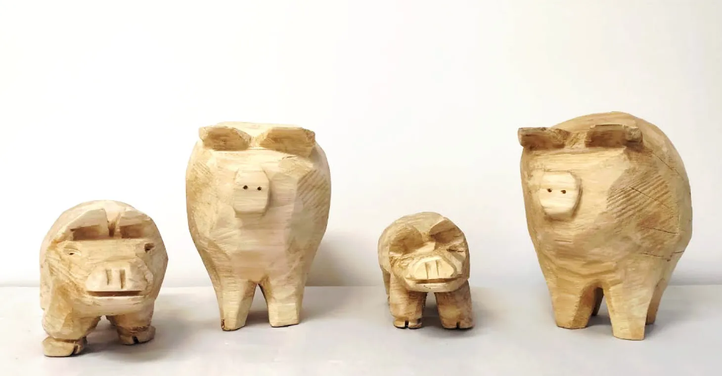 WMG Glücksschwein aus Holz - Höhe 20 cm